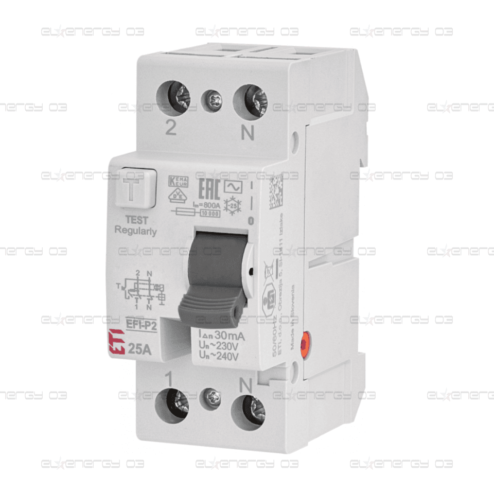 Дефектнотокова защита AC EFI P2, 2P, 30mA, 25A, ETI