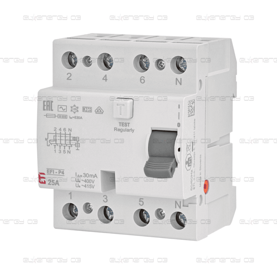 Дефектнотокова защита AC EFI P4, 4P, 30mA, 25A, ETI