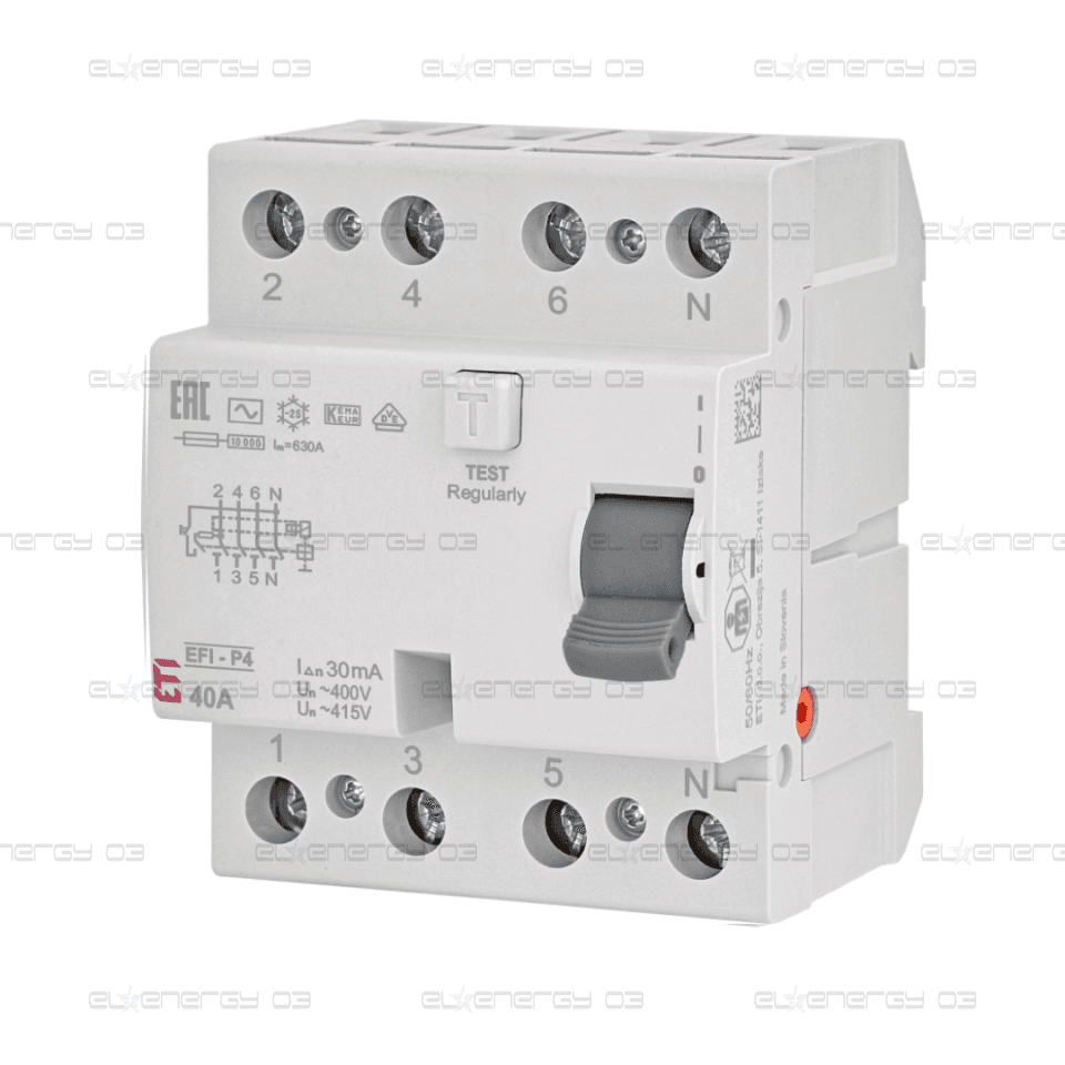 Дефектнотокова защита AC EFI P4, 4P, 30mA, 40A, ETI