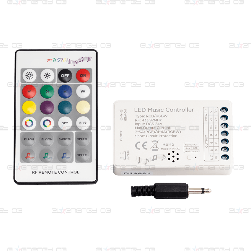 RF АУДИО КОНТРОЛЕР ЗА RGB/RGBW LED ОСВЕТЛЕНИЕ 16А, 5-24V DC