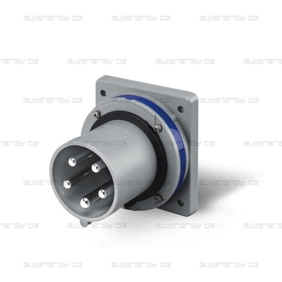 Промишлен щепсел 2P+Е 63A 200-250V IP44/54, 6h серия Optima панелен монтаж 100×110мм Scame