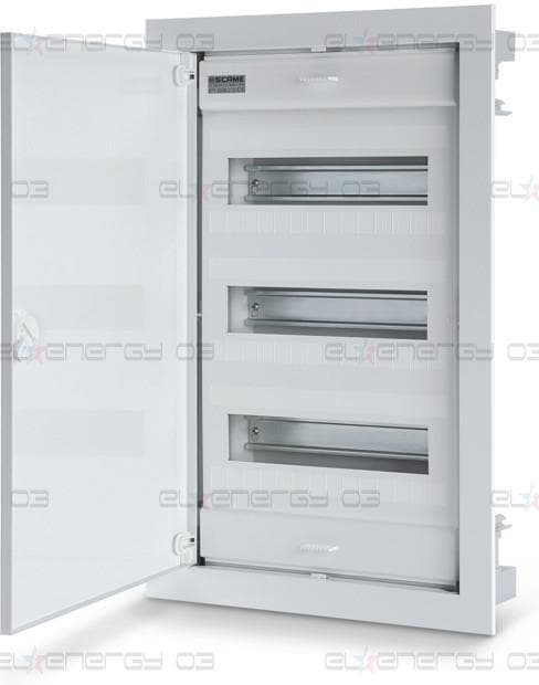 Табло за СКРИТ монтаж 3х12+6 DIN модула с метална плътна врата 568x368x90 Scame