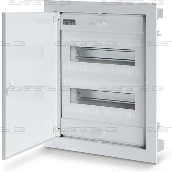 Табло за СКРИТ монтаж 2х12+4 DIN модула с метална плътна врата 443x368x90 Scame