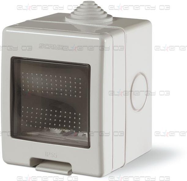 Конзола за открит монтаж с капак IP55 2 мод. Unibox цвят СИВ Scame