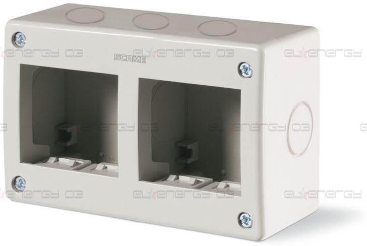 Конзола за открит монтаж с капак IP55 2+2 мод. Unibox цвят СИВ Scame