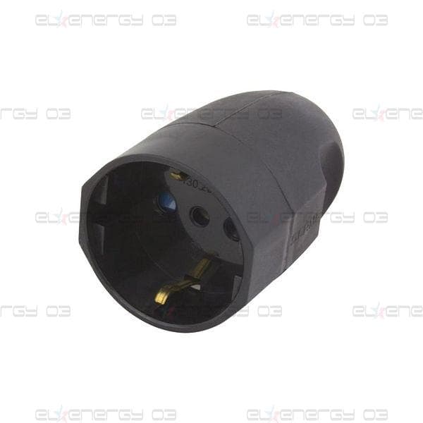 Контакт подвижен черен Шуко 2P+E 16A ІP20 UV GW750 градуса серия UNEL Scame