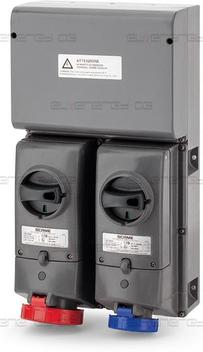 Взривозащитено табло 45A с 2x2P+Е 16A и 2x3P+N+E 32A EX II 3D зона 21/22 с мех. блокировка IP66 Scame