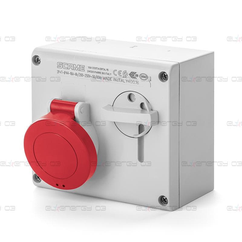 Промишлен контакт 3P+N+Е 32A IP44 с механична блокировка серия Omnia Scame