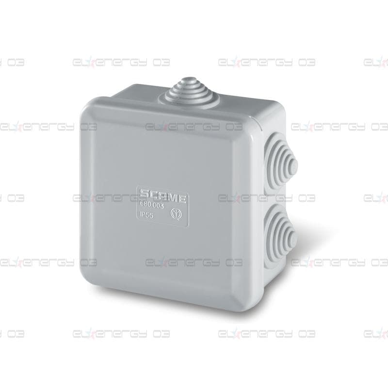 Кутия 80х80×40мм IP55, UV, 6 кабелни мембрани за PG16, затваряне на клик, new, серия Cubox Scame