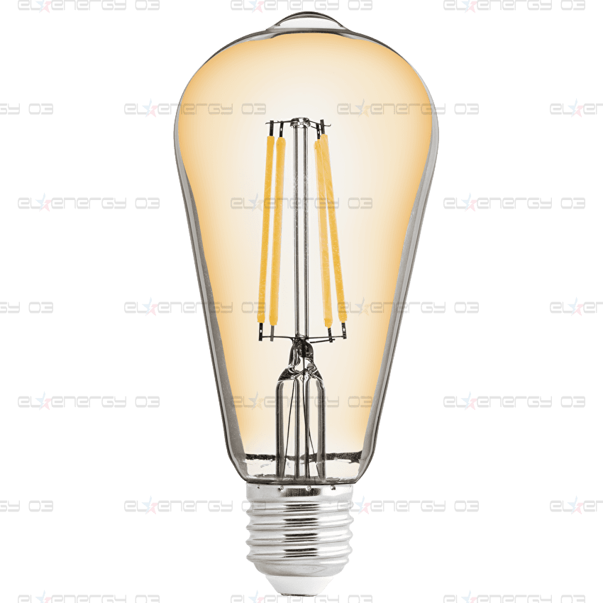 LED filament COB Лампа крушка, Димираща, 8W, E27, 2500K, 220-240V AC, Амбър, ST64