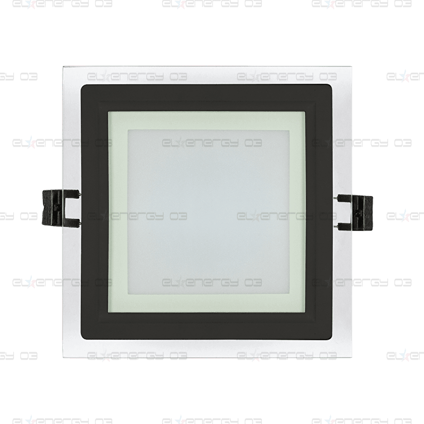 LED Стъклен панел за вграждане, Квадрат, 18W, 4200K, 220-240V AC, IP44, Черен ринг