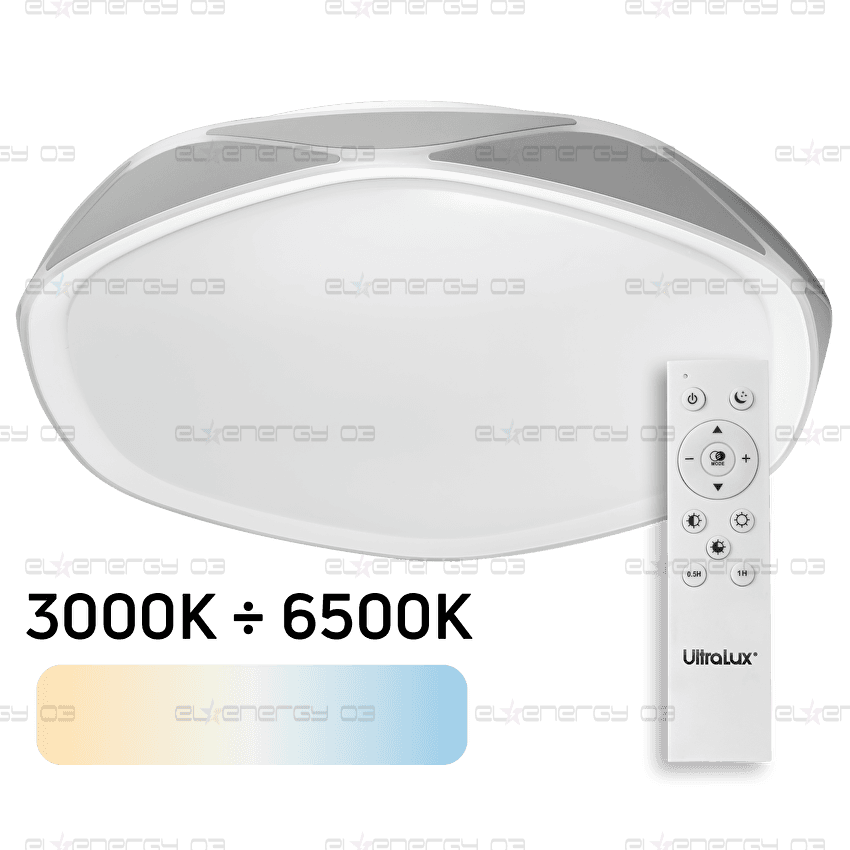 LED Димираща CCT плафониера с дистанционно управление, Сива, max. 72W, 3000K-6500К, 220-240V AC, кръг, IP20