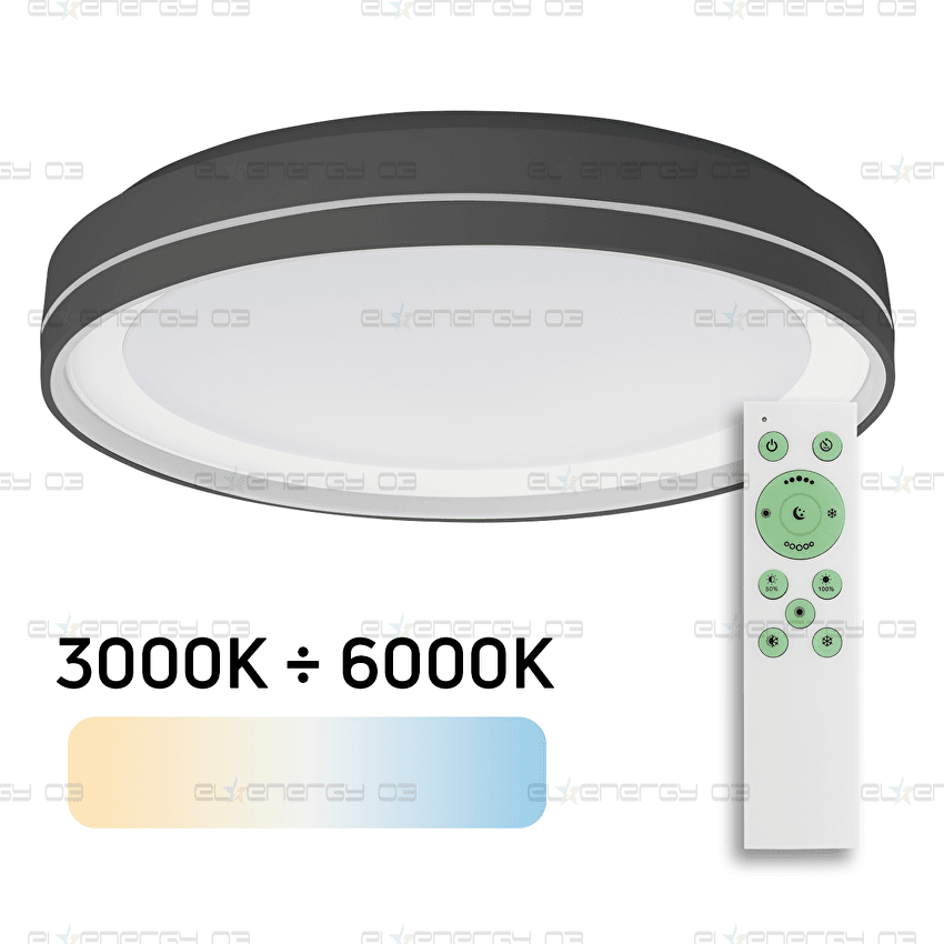 LED ДИМИРАЩА CCT ПЛАФОНИЕРА С ДИСТАНЦИОННО, ЧЕРНА, 45W, 3000/4000/6000К, 220-240V AC, IP20
