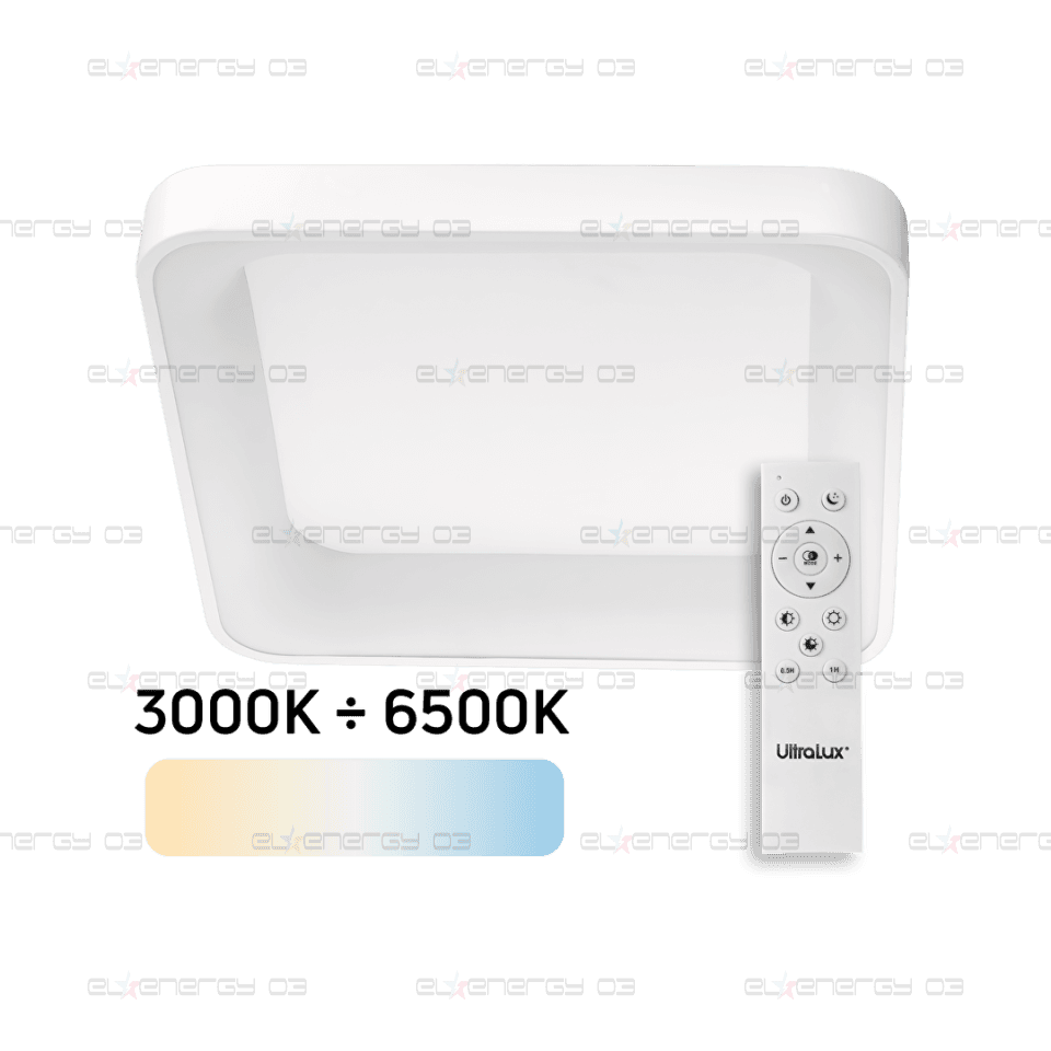LED Димираща CCT плафониера с дистанционно управление, Бяла, max. 72W, 3000K-6500К, 220-240V AC, Квадрат, IP20