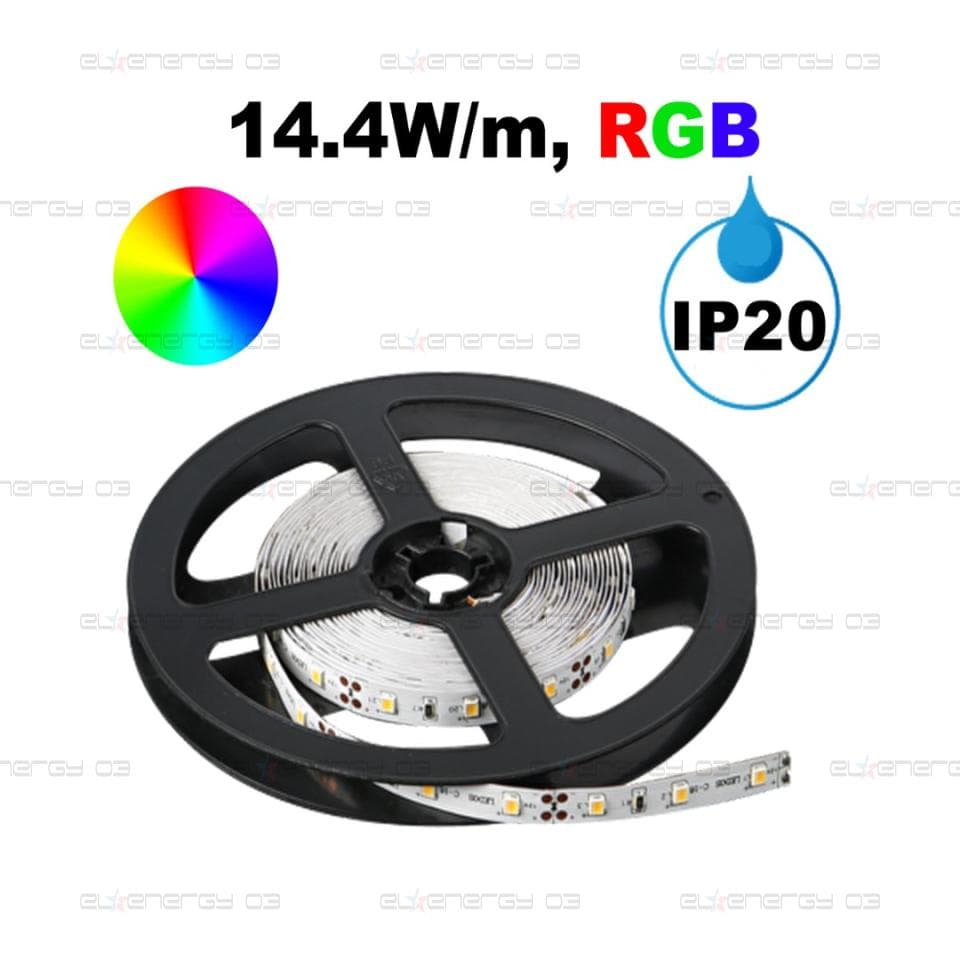 LED ЛЕНТА, 14.4W/M, RGB, 12V DC, SMD5050, 60LEDS/M