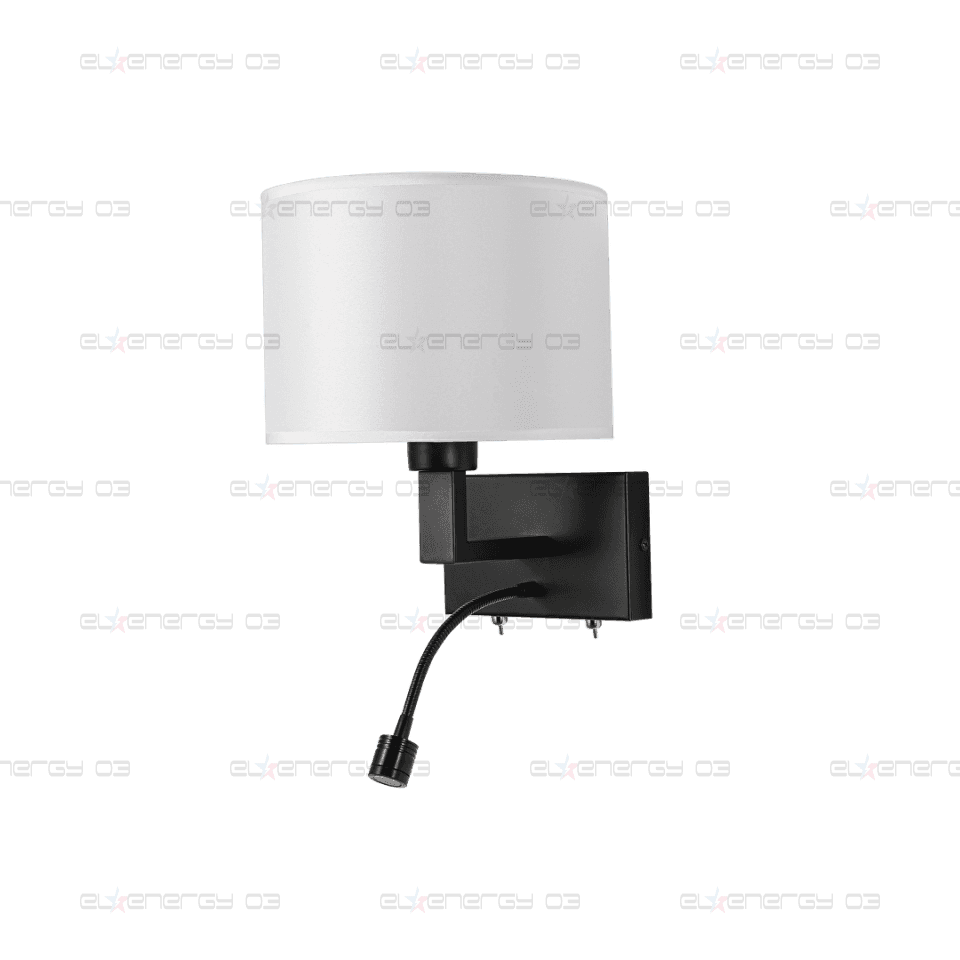 Лампа за стена с абажур и вграден насочен LED осветител, Е27, max 10W LED/1W, 3000K, IP20, черен