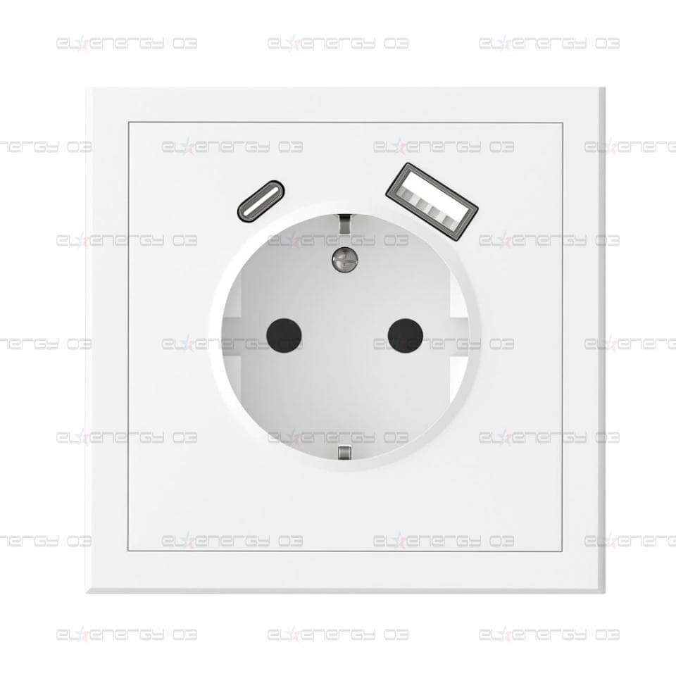 Контакт ШУКО 16A + USB тип A+C 3A 15W цвят БЯЛ мат Adria Commel