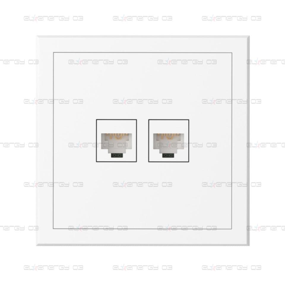 Розетка 2xRJ45 UTP cat.6 моноблок цвят БЯЛ мат Adria Commel