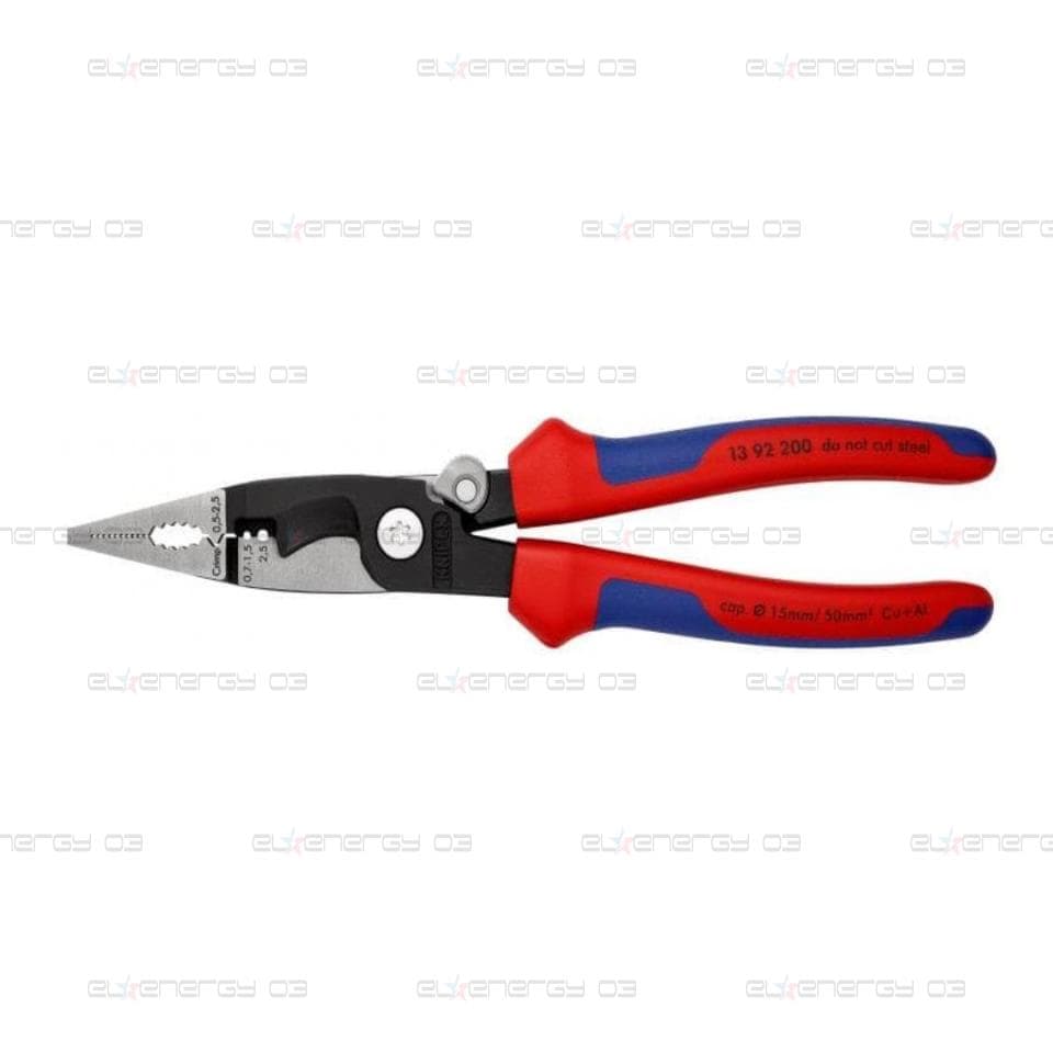 Клещи инсталаторски, синьо-червена ръкохватка 200мм, с фиксатор, Knipex