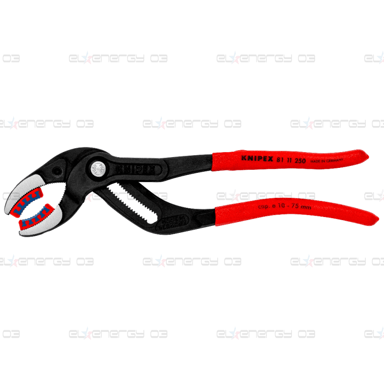 Клещи за сифони и ВиК връзки, с PVC челюсти, червена ръкохватка 250мм, Knipex