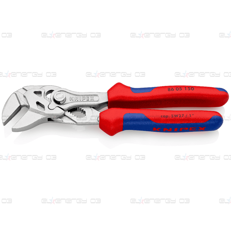 Клещи раздвижени, хромирани, синьо-червена ръкохватка 150мм, Knipex