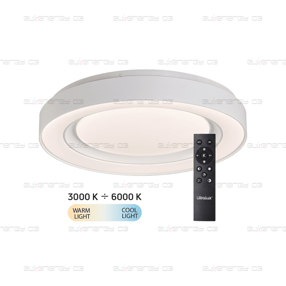 LED димираща ССТ плафониера с дистанционно управление бял, max.72W, 3000K-6000К, 220-240V AC, кръг, IP20