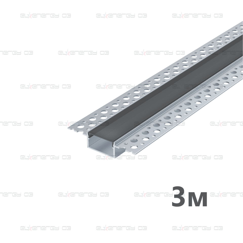 Алуминиев профил за гипсокартон с черен дифузер, широк, 3m, 21mm
