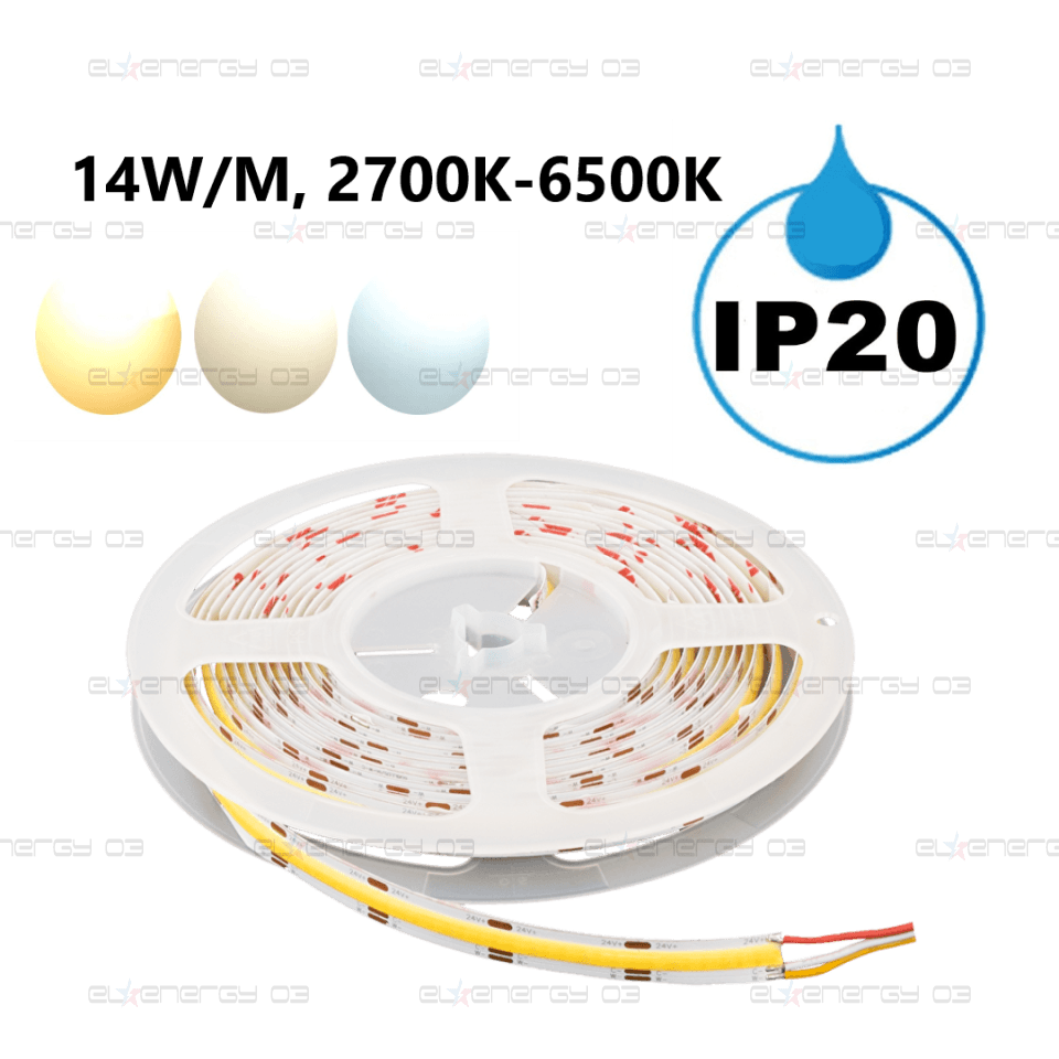 Професионална LED лента 14W/m, 2700K-6500K, 24V DC, COB, 5m, IP20