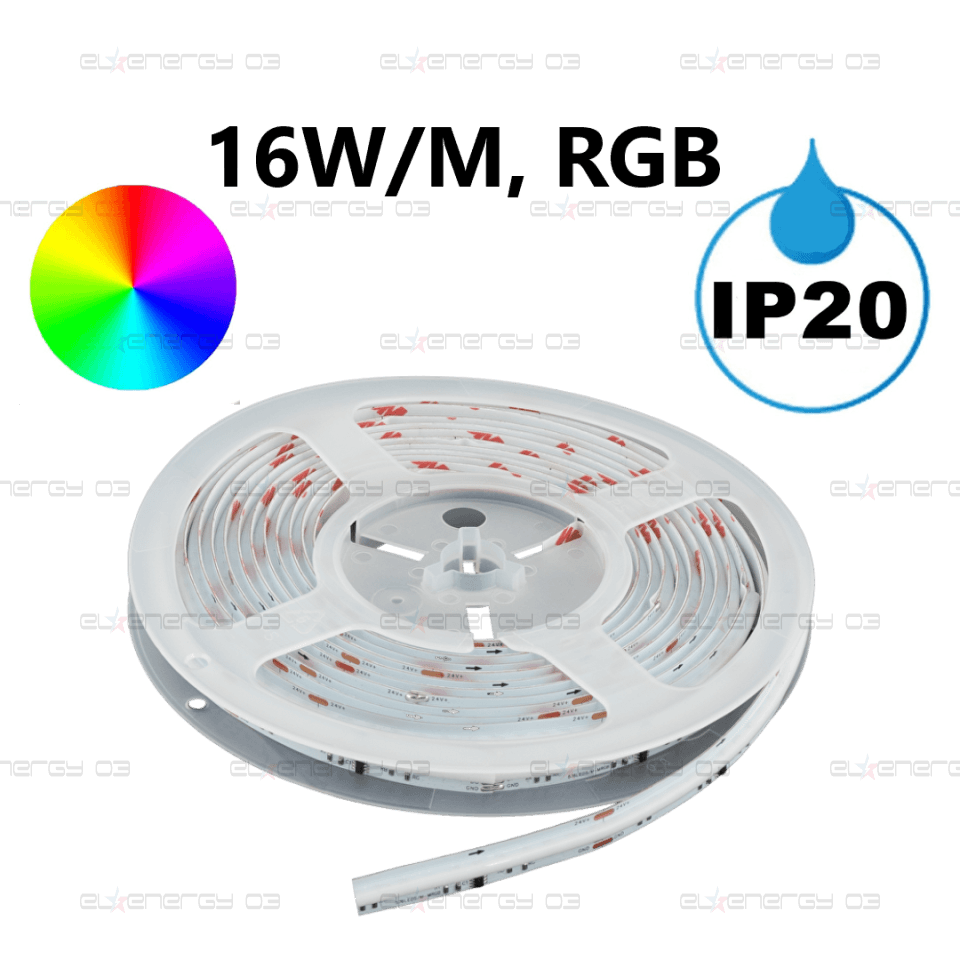 Дигитална RGB LED лента 16W/m, IC WS2811, 24V DC, 16 pixels/m, COB, 5m, IP20