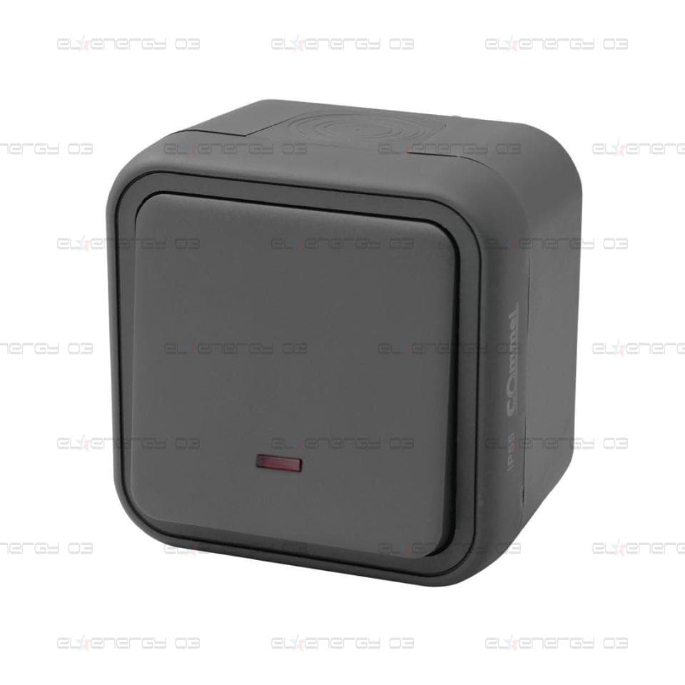 Бутон с подсветка за открит монтаж IP55 цвят Антрацит Commel