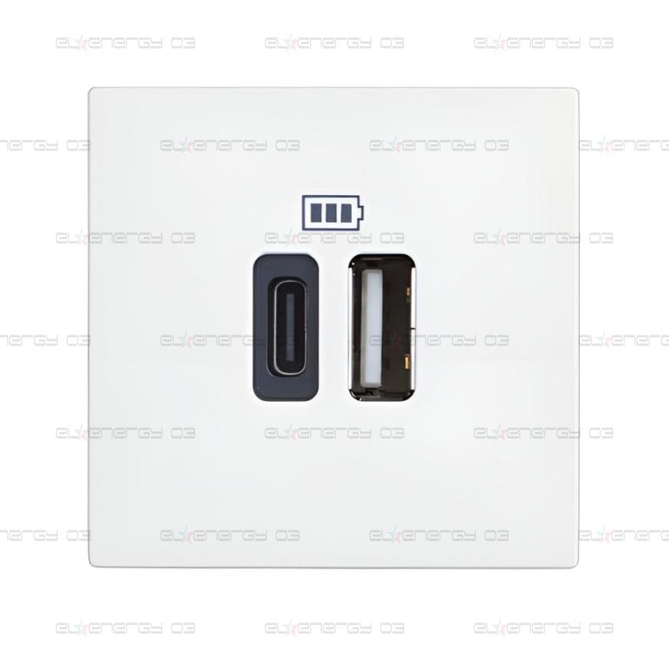 Розетка 2xUSB за зареждане тип A+C 3A 15W 2 мод. цвят Бял /блистер/ Classia Bticino