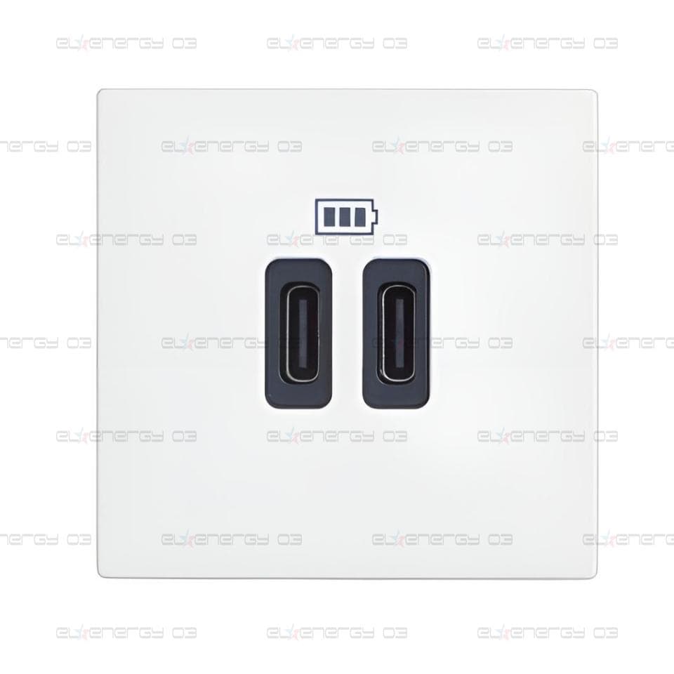 Розетка 2xUSB за зареждане тип С 3A 15W 2 мод. цвят Бял /блистер/ Classia Bticino