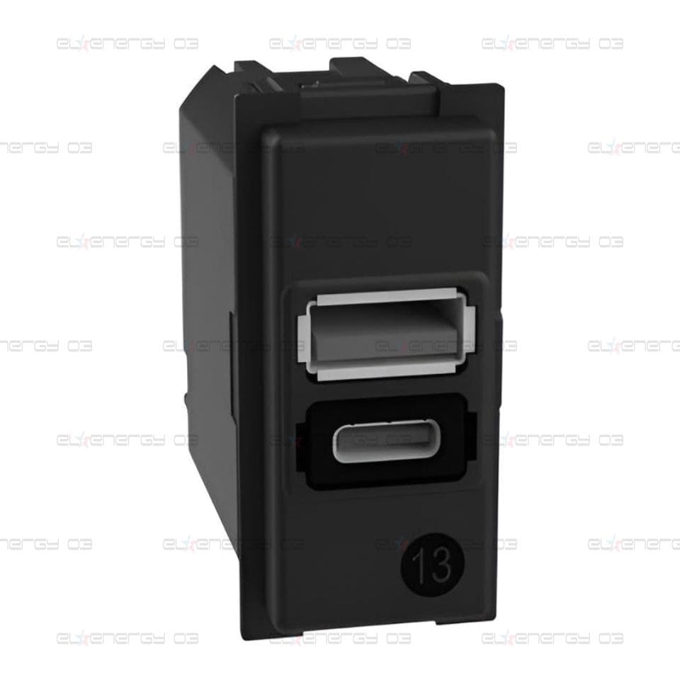 Розетка 2xUSB за зареждане тип A+C 3A 15W 1 мод. Living Now Bticino