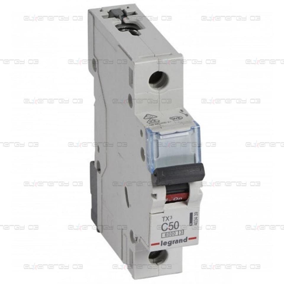 Автоматичен прекъсвач TX3 1P 50A крива С 6kA Legrand