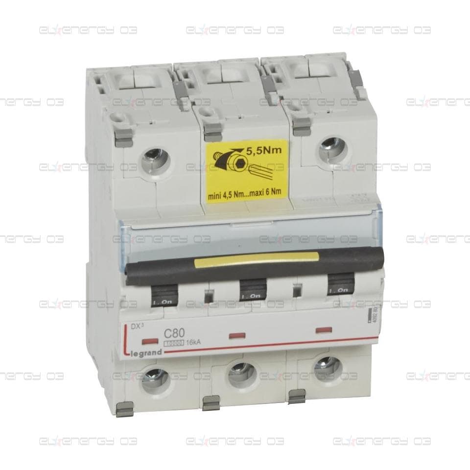 Автоматичен прекъсвач DX3 3P 80A крива С 10kA 4,5 мод. Legrand
