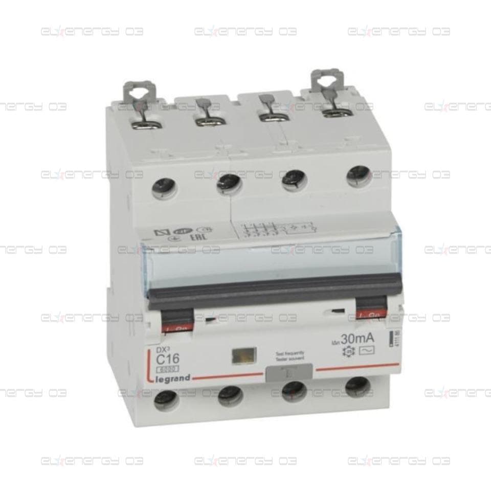 ДТЗ комбинирана DX3 4P 16A крива C 30mA тип AC 6kA 4 мод. Legrand