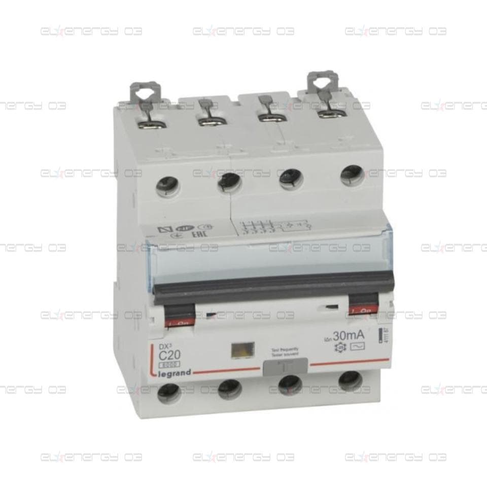 ДТЗ комбинирана DX3 4P 20A крива C 30mA тип AC 6kA 4 мод. Legrand