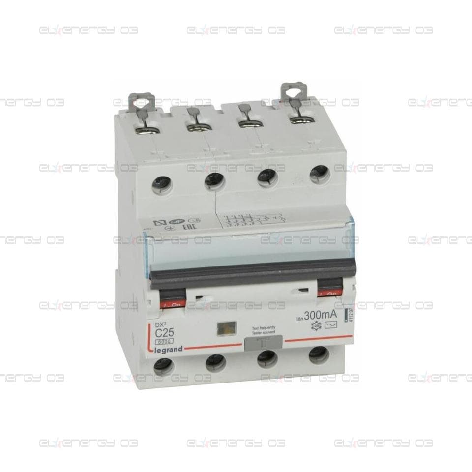 ДТЗ комбинирана DX3 4P 25A крива C 300mA тип AC 6kA 4 мод. Legrand