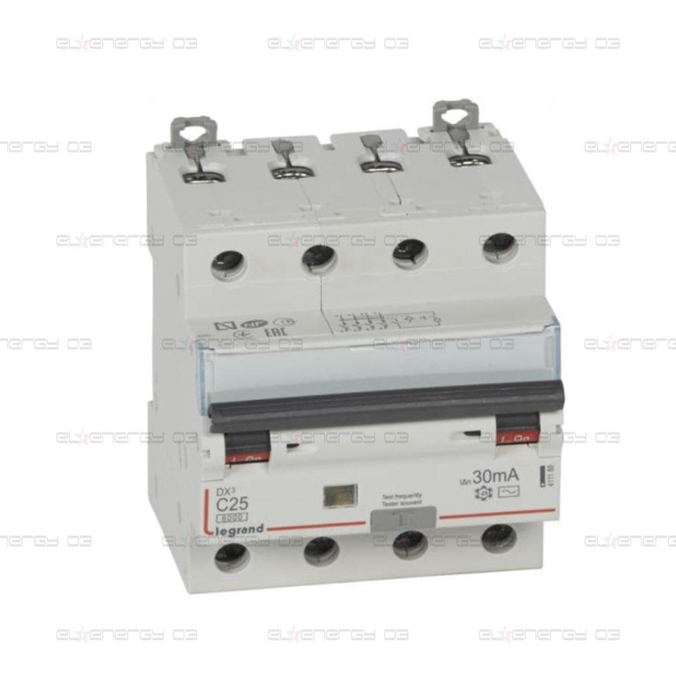 ДТЗ комбинирана DX3 4P 25A крива C 30mA тип AC 6kA 4 мод. Legrand