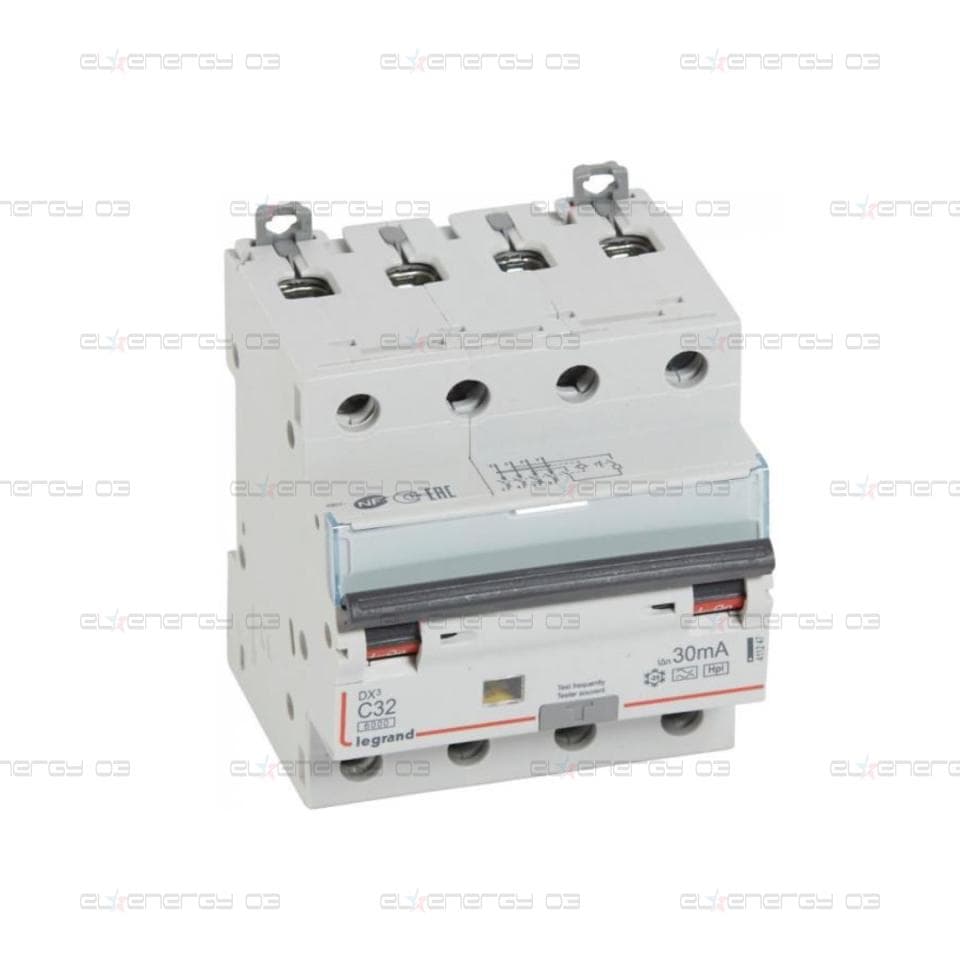 ДТЗ комбинирана DX3 4P 32A крива C 30mA тип F 6kA 4 мод. Legrand