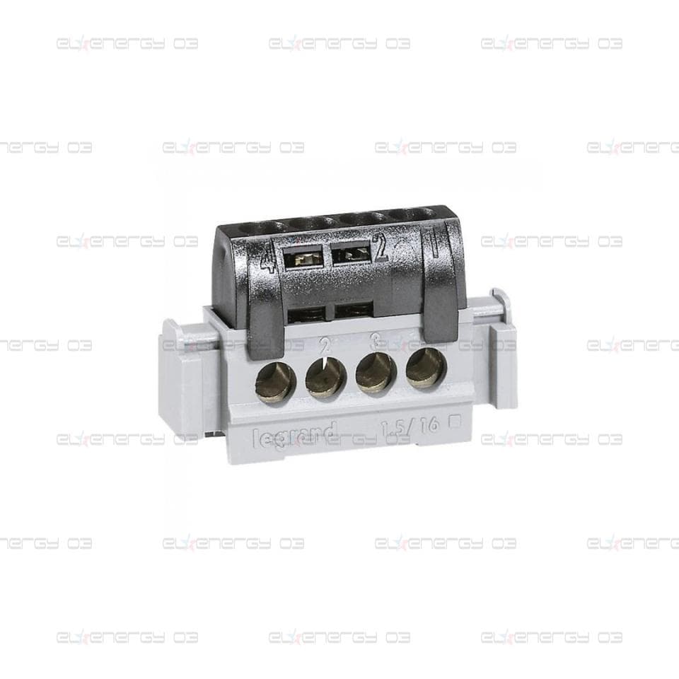 Клемен блок с основа, 4 изхода 4х1.5-16mm2 черна Legrand