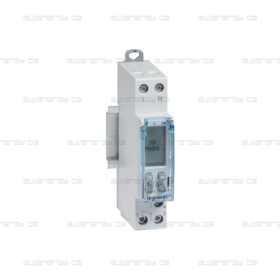 Реле за време, седмично, с LCD дисплей, 28x 1s, 1c/o 16A, 230Vac 1 модула Legrand