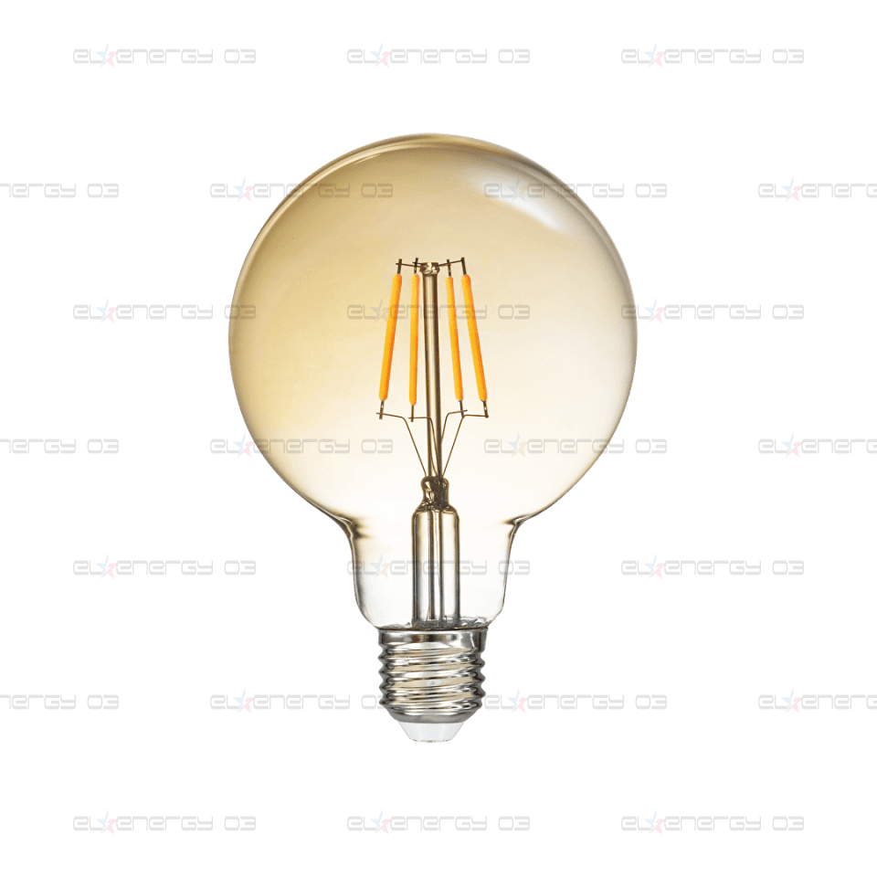 LED filament лампа топка, амбър,G95, 5W, E27, 1800K, 230V AC, амбър