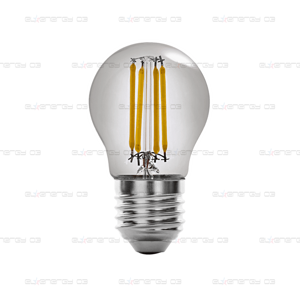 LED filament лампа топка, опушен, G45, 5W, E27, 1800K, 230V AC, амбър
