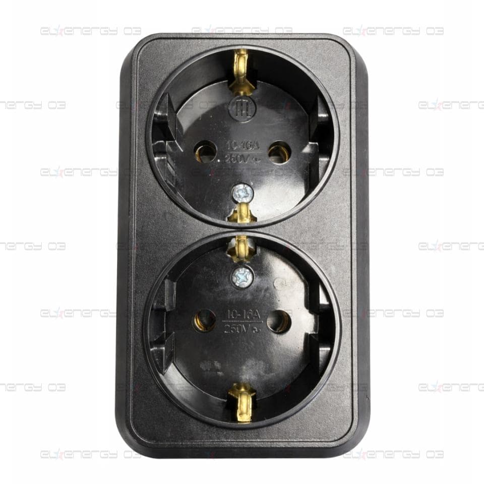 Контакт за открит монтаж, Двоен, 16A, 250V, Черен