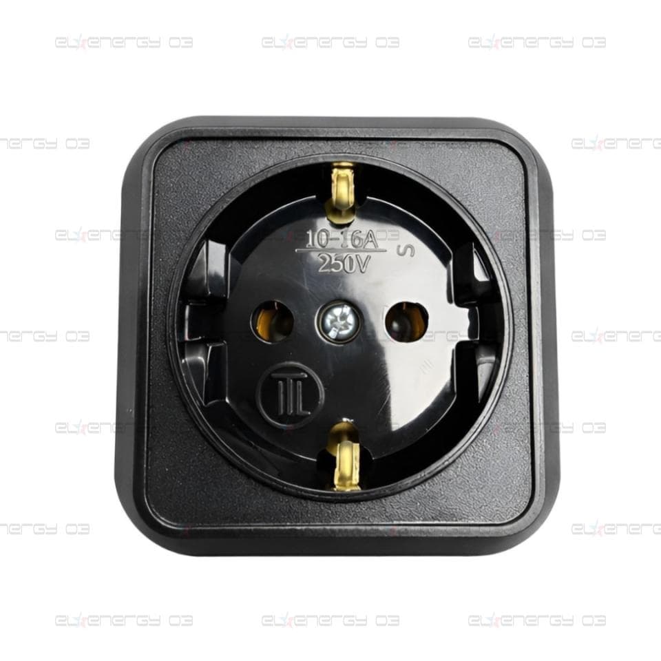 Контакт за открит монтаж, 16A, 230V, Черен