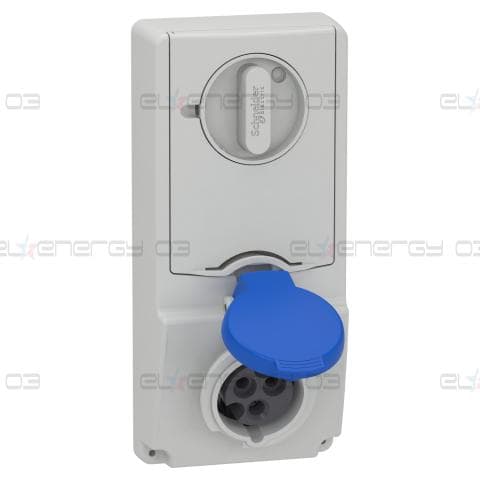 Индустриален контакт с блокировка, Mureva PK, монтаж в табло, 16A, 2P+E, 220V, IP44