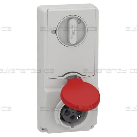 Индустриален контакт с блокировка, Mureva PK, монтаж в табло, 16A, 3P+E, 400V, IP44