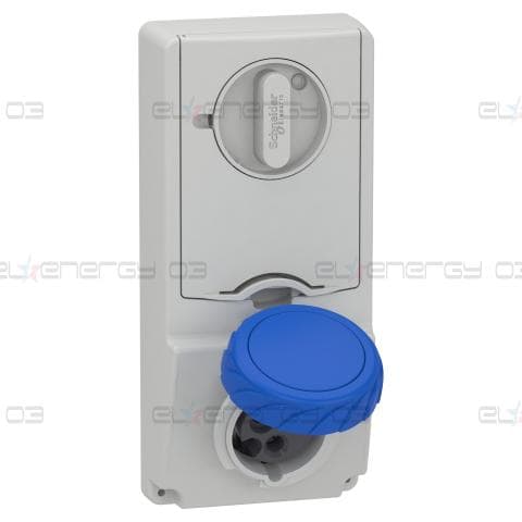 Индустриален контакт с блокировка, Mureva PK, монтаж в табло, 16A, 2P+E, 220V, IP65