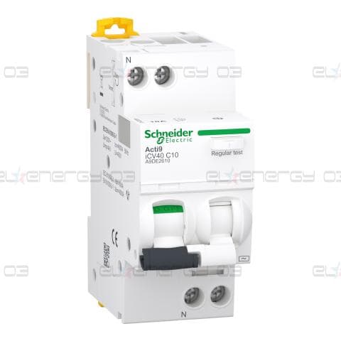 Комбинирана дефектнотокова защита (RCBO), Acti9 iCV40, 1P+N, 10A, C крива, 4500A, AC тип, 30mA